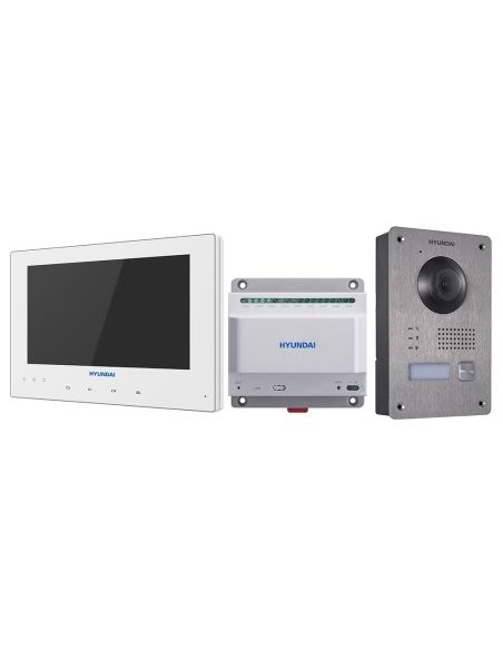 KIT DE VIDEOPORTERO A DOS HILOS DE EXTERIOR + MONITOR A DOS HILOS DE 7" + ALIMENTADOR A DOS HILOS CON INTERFAZ DE 9 CANA