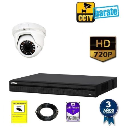 KIT DE VIDEOVIGILANCIA FULL HD 1 CÁMARA DOMO EXT/INT VARIFOCAL MOTORIZADA MÁS GRABADOR DE 4 CANALES.