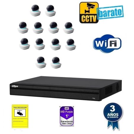 KIT DE VIDEOVIGILANCIA IP WIFI HD 8 CÁMARAS DOMO MOTORIZADA ÓPTICA FIJA MÁS GRABADOR NVR DE 4 CANALES.