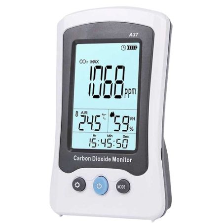 Medidor de CO2, temperatura y humedad Con alarma visual y audible programable
