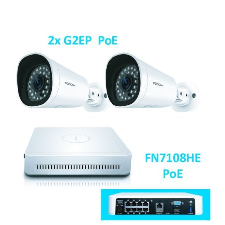 PACK FOSCAM 2 CÁMARAS G2EP POE+ NVR FN7108HE POE