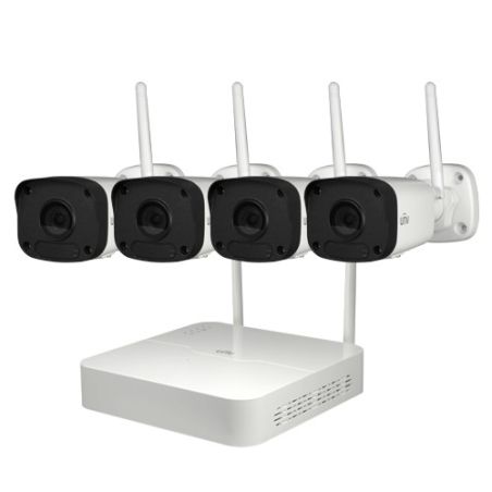 Kit de Videovigilancia Uniview IP WiFi NVR 4 canales IP + 4 Cámaras bullet para Exterior IR 30M  (UV-IPC2122SR3-F40W-D)