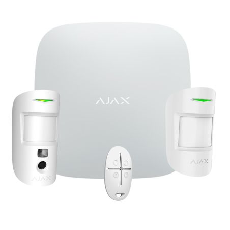 Kit de alarma profesional Certificado Grado 2 Inalámbrico 868 MHz Ajax Hub 2, 1 PIRCAM 1 detector PIR y 1 mando