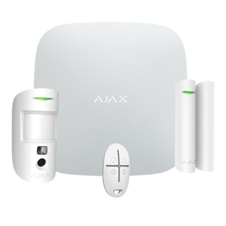 Kit de alarma profesional Certificado Grado 2 Inalámbrico 868 MHz Jeweller y Wings Ajax HUB 2 Plus, 1 PIRCAM