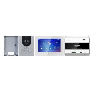 Kit de videoportero Dahua IP 2 hilos Placa IP PoE + caja de superficie monitor exterior 7" IP + Switch
