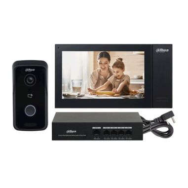 Kit de Videoportero Dahua IP Placa IP SIP + Monitor exterior IP SIP + Switch PoE
