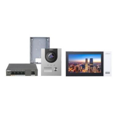 Kit de videoportero Dahua IP Placa + monitor + caja de superficie + Switch