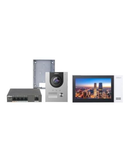 Kit de videoportero Dahua IP Placa + monitor + caja de superficie + Switch