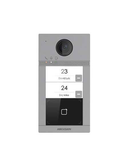 Estación de videoportero Ip PoE hikvision 2mpx IR 3M 2 puntos de llamada para exterior antivandálica