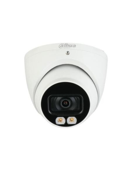 Domo fijo IP PoE Dahua Óptica fija 2mpx para exterior StarLight con LEDs blancos de 20m,