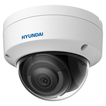 Domo IP PoE, Hyundai, Óptica fija, 4Mpx, Exterior IR de 30m con audio.