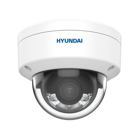 Domo IP PoE, Hyundai, Óptica fija, 4Mpx, Exterior y luz blanca de 30m.