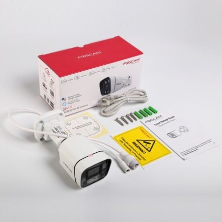 Foscam Camara IP PoE, 4Mpx, Exterior, con Focos y Sirena, Audio Bidireccional Blanca