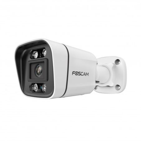 Cámara IP PoE, 5Mpx, Exterior con focos y sirena, Audio bidireccional, Blanca