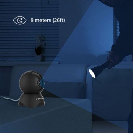 Foscam X5 Cámara Negra IP 5MP, WiFi /LAN, P/T Seguridad con detección humana AI. Compatible con Alexa y Google Assistant
