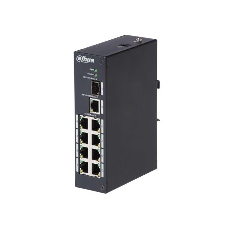 Switch industrial (L2) no gestionable de 8 puertos Fast Ethernet + 1 puerto uplink Gigabit + 1 puerto 1000Base-X SFP