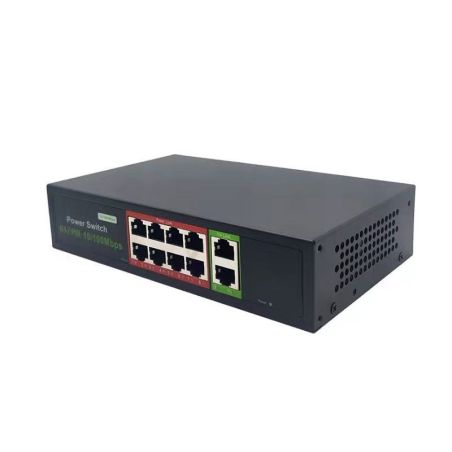 Switch PoE no gestionable de 8 PoE 100M + 2 RJ45 Gigabit