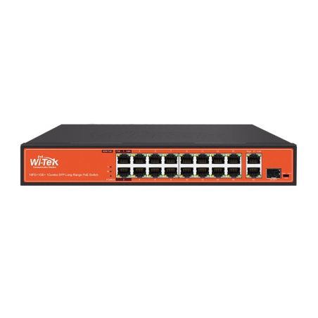 Switch PoE no gestionable de 16 PoE + 1 Ethernet Gigabit + 1 combo Gigabit