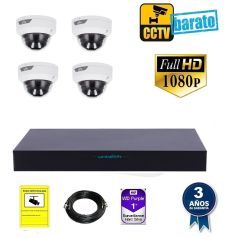 Kit de videovigilancia FULL HD 4 cámaras domo apta para...
