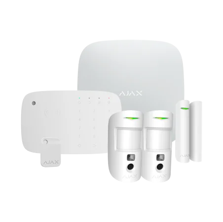 Kit de alarma Ajax Certificado Grado 2 Comunicación Ethernet y dual SIM GPRS Inalámbrico 868 MHz Jeweller y Wings