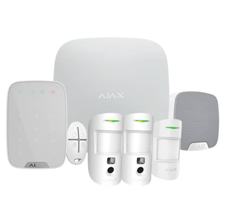 Kit de alarma Ajax Certificado Grado 2 Comunicación Ethernet y dual SIM GPRS Inalámbrico 868 MHz Jeweller y Wings