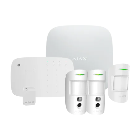 Kit de alarma Ajax Certificado Grado 2 Comunicación Ethernet y dual SIM GPRS Inalámbrico 868 MHz Jeweller y Wings