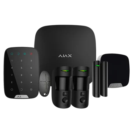 Kit de alarma Ajax negro Certificado Grado 2 Comunicación Ethernet / dual SIM 4G Inalámbrico 868 MHz Jeweller y Wings