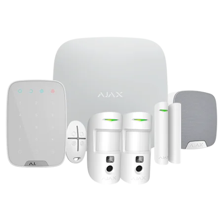 Kit de alarma Ajax Certificado Grado 2 Comunicación Ethernet / dual SIM 4G Inalámbrico 868 MHz Jeweller y Wings