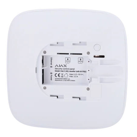 Central de alarma Ajax blanca Grado 2 Funcionamiento autónomo 6 V DC Comunicación Ethernet y dual SIM 4G