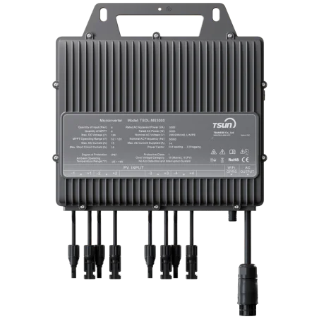 TSUN Microinversor Solar 3000W con 4 MPPT, WiFi, IP67 y Monitorización APP/WEB