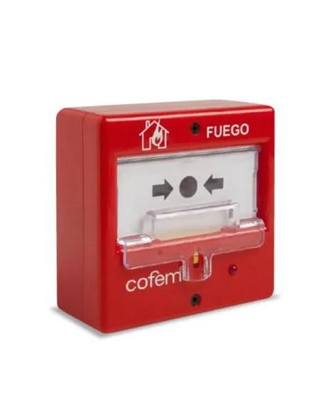 Pulsador alarma incendios rearmable COFEM-32, pulsador manual alarma incendios