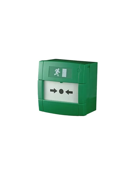 Pulsador Salida Emergencia Verde Notifier Superficie IP24D M3A-G000SG-K013-13