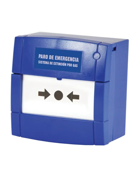 Pulsador Paro Extinción Incendios Notifier Azul IP24 Interior