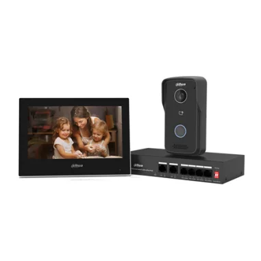 Kit videoportero IP Dahua con switch PoE y monitor