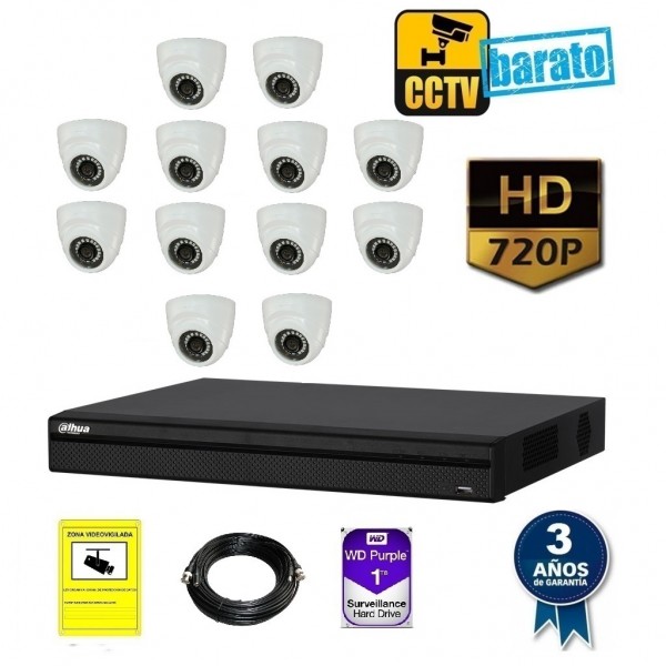kit de videovigilancia de 12 cámaras interior